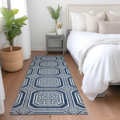 LOOMLAN Rugs Maruna Blue Washable Indoor-Outdoor Rug