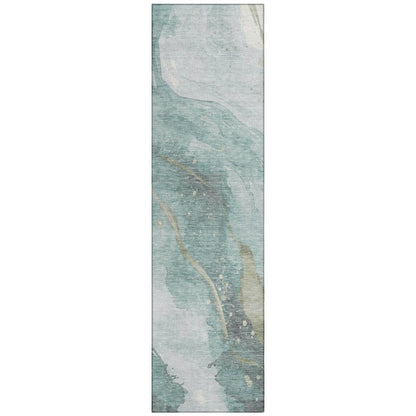 LOOMLAN Rugs Marvelle Teal Washable Indoor-Outdoor Rug