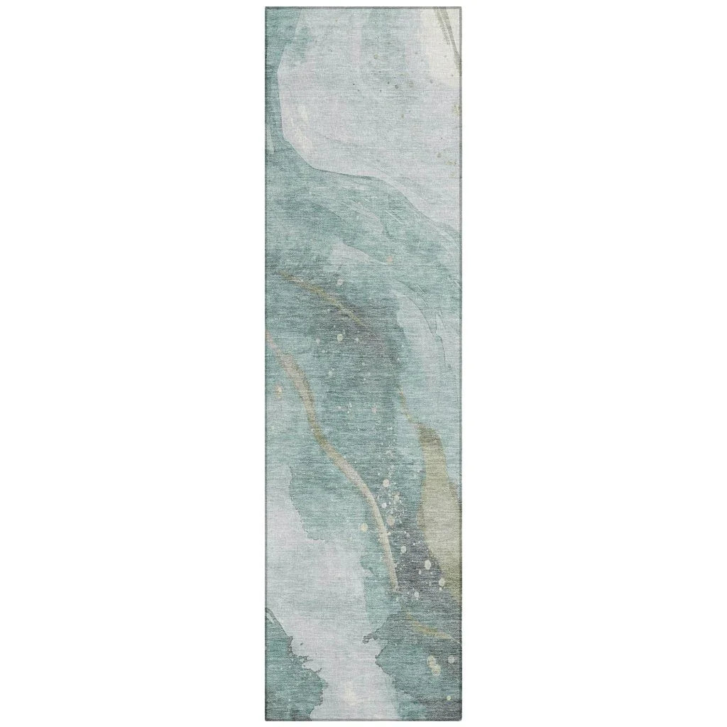 LOOMLAN Rugs Marvelle Teal Washable Indoor-Outdoor Rug