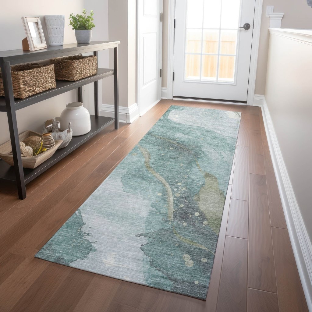 LOOMLAN Rugs Marvelle Teal Washable Indoor-Outdoor Rug