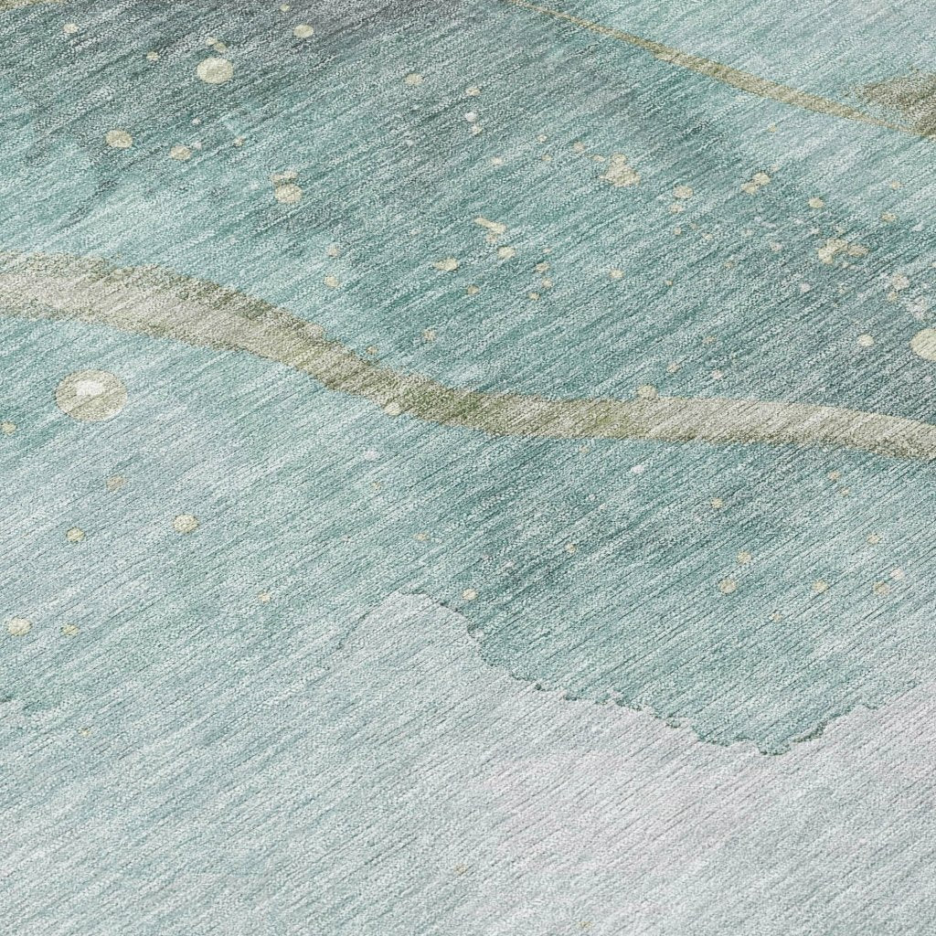 LOOMLAN Rugs Marvelle Teal Washable Indoor-Outdoor Rug
