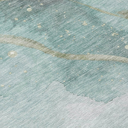 LOOMLAN Rugs Marvelle Teal Washable Indoor-Outdoor Rug