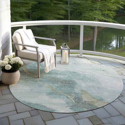 LOOMLAN Rugs Marvelle Teal Washable Indoor-Outdoor Rug