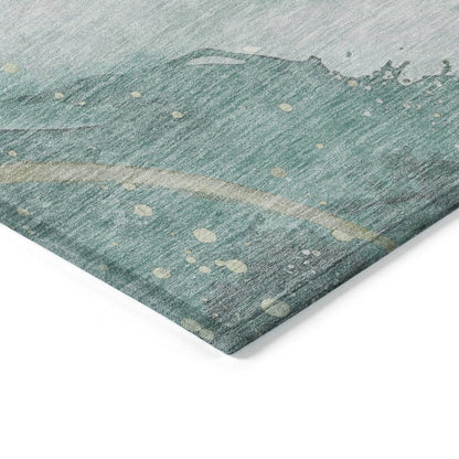 LOOMLAN Rugs Marvelle Teal Washable Indoor-Outdoor Rug