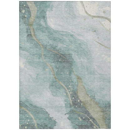 LOOMLAN Rugs Marvelle Teal Washable Indoor-Outdoor Rug
