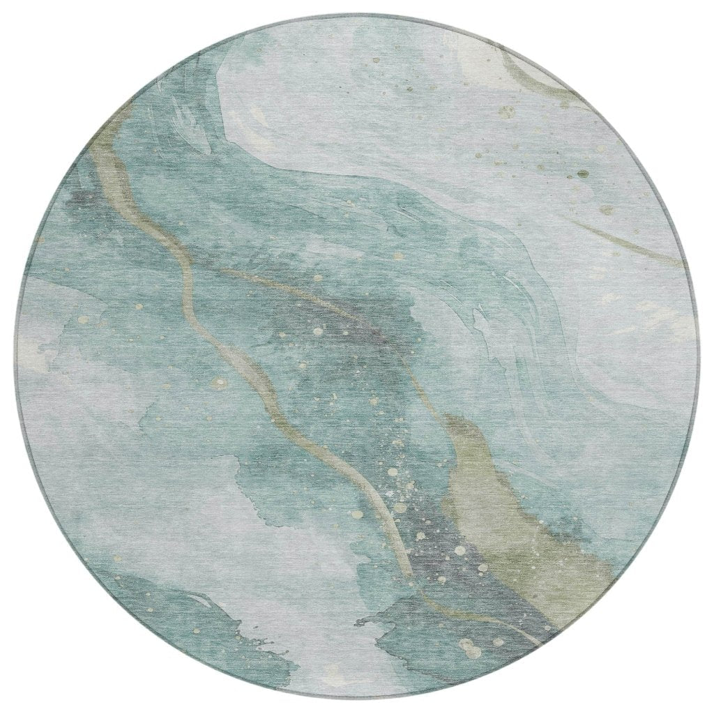 LOOMLAN Rugs Marvelle Teal Washable Indoor-Outdoor Rug