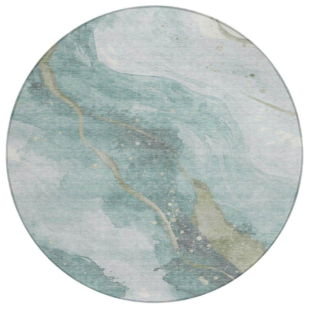 LOOMLAN Rugs Marvelle Teal Washable Indoor-Outdoor Rug