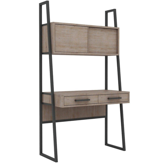 Masculine Solid Wood Rustic Desk With Drawers Irondale Modular Desk - Sideboards and Things Accents_Black, Brand_LH Imports, Color_Natural, Features_Sliding Doors, Features_With Drawers, Finish_Rustic, Materials_Metal, Materials_Wood, Metal Type_Iron, Wood Species_Acacia