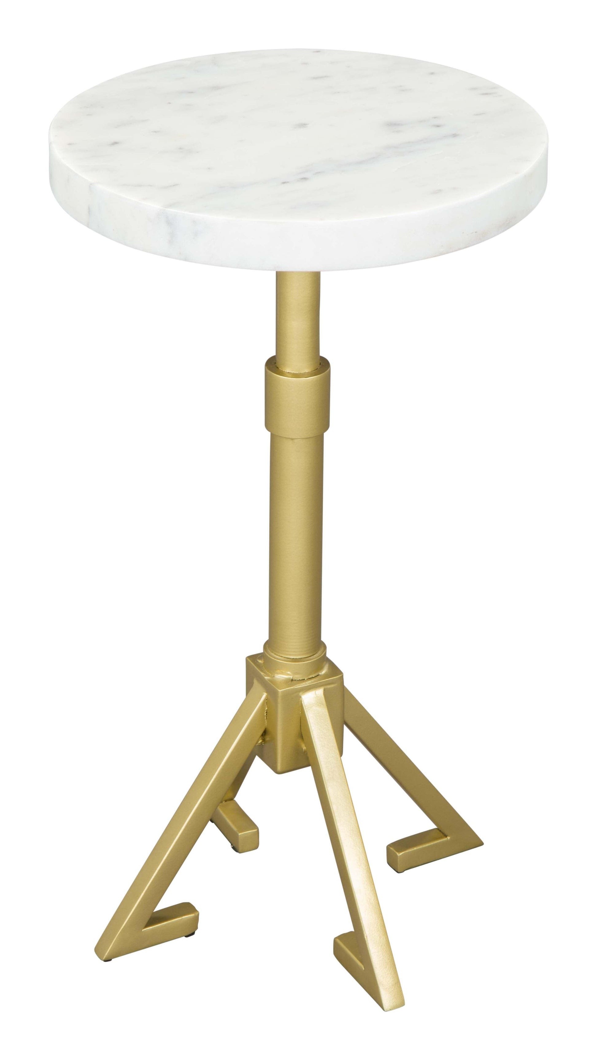 Maurice Side Table White & Gold - Sideboards and Things Accents_Gold, ADD TO FAIRE, Brand_Zuo Modern, Color_Gold, Color_White, Depth_10-20, Finish_Powder Coated, Height_20-30, Materials_Metal, Materials_Stone, Metal Type_Iron, Product Type_Side Table, Stone Type_Marble, Width_10-20