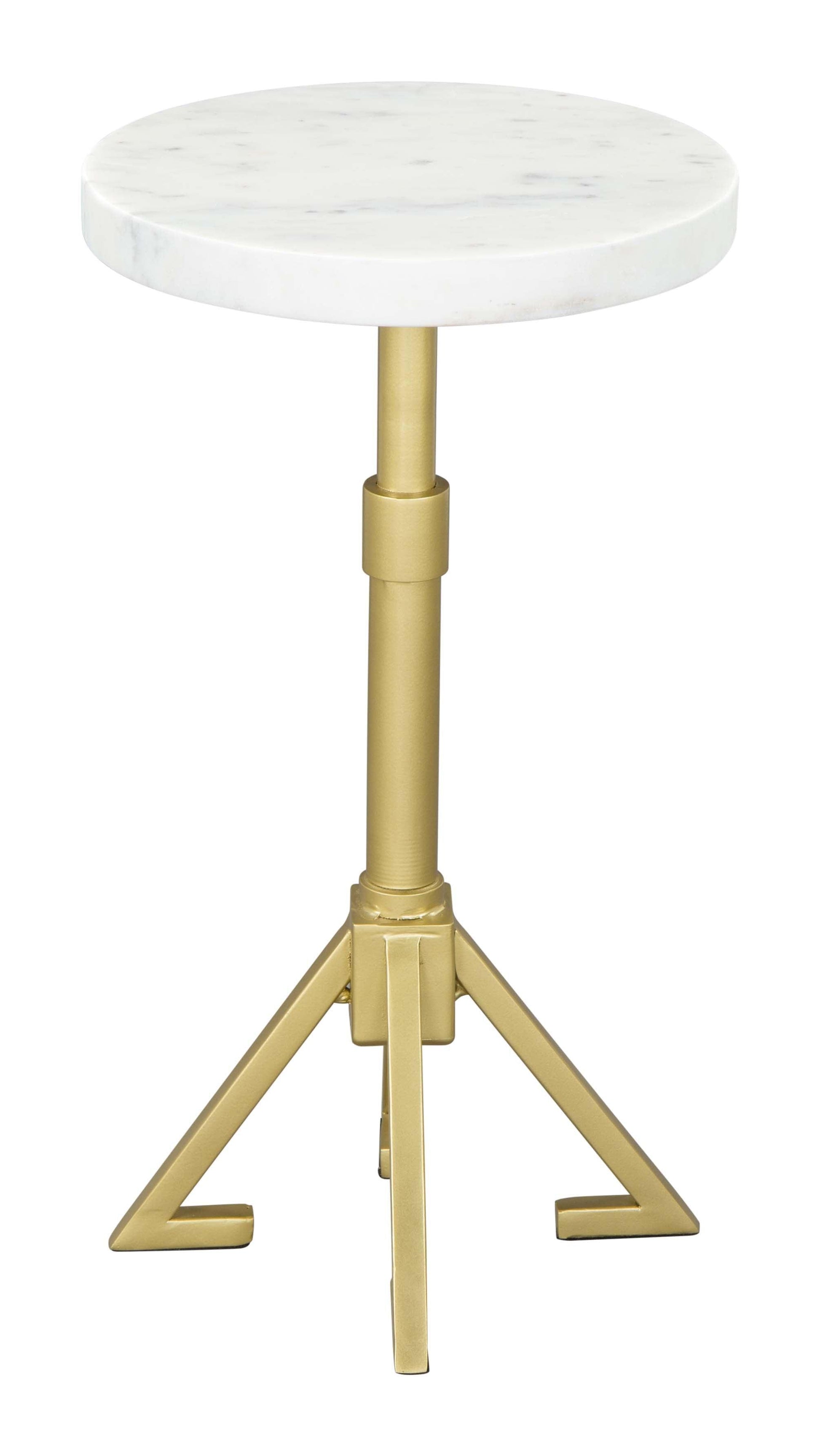 Maurice Side Table White & Gold - Sideboards and Things Accents_Gold, ADD TO FAIRE, Brand_Zuo Modern, Color_Gold, Color_White, Depth_10-20, Finish_Powder Coated, Height_20-30, Materials_Metal, Materials_Stone, Metal Type_Iron, Product Type_Side Table, Stone Type_Marble, Width_10-20