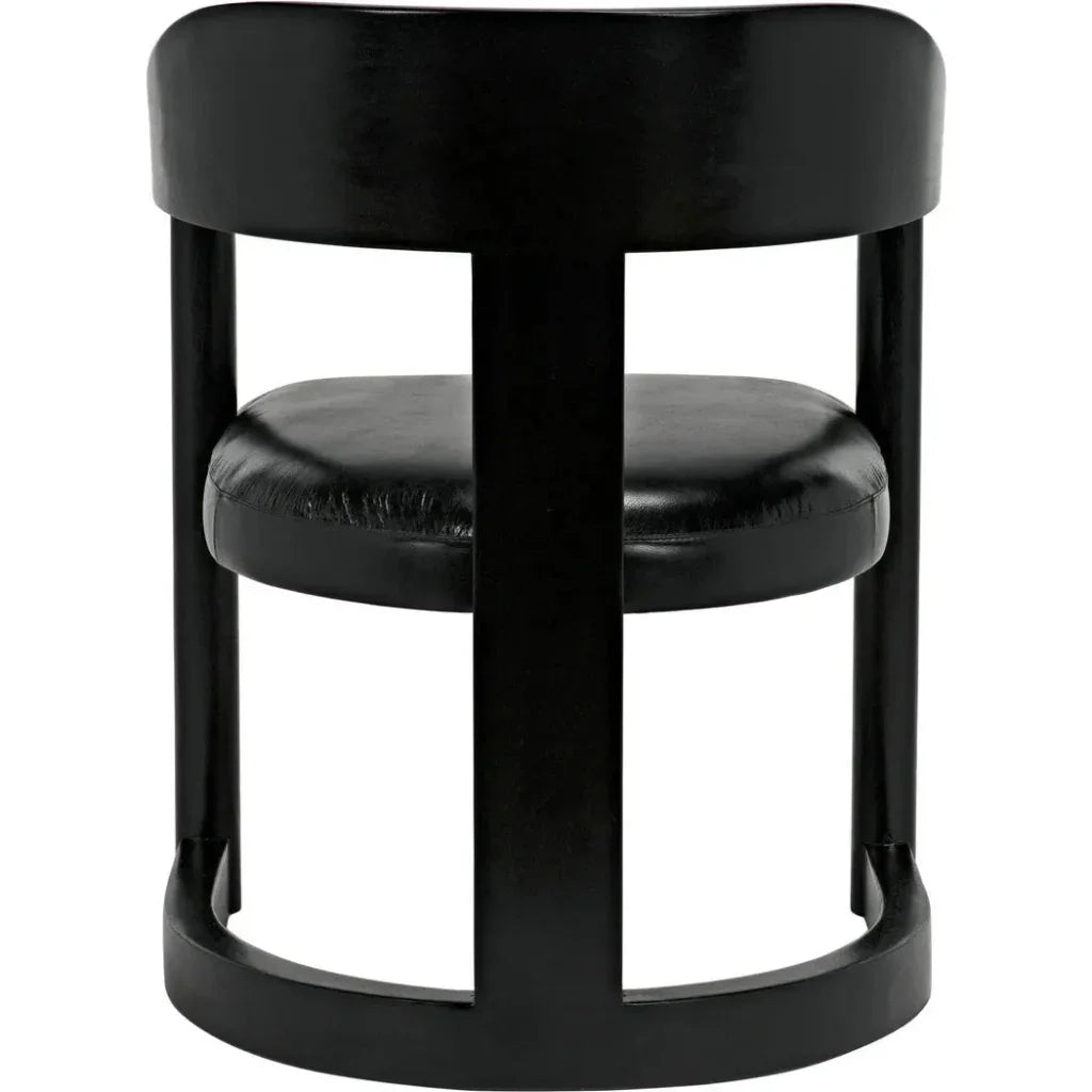 Noir Mccormick Leather Charcoal Black Chair