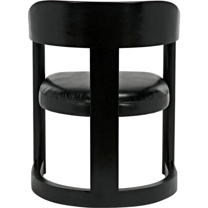 Noir Mccormick Leather Charcoal Black Chair