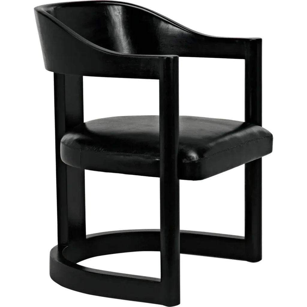 Noir Mccormick Leather Charcoal Black Chair