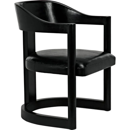 Noir Mccormick Leather Charcoal Black Chair