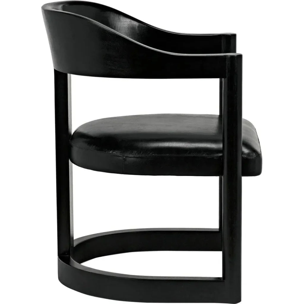 Noir Mccormick Leather Charcoal Black Chair