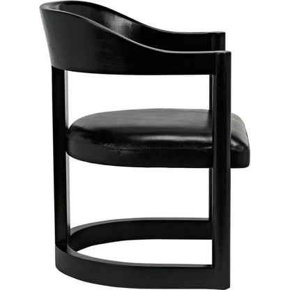 Noir Mccormick Leather Charcoal Black Chair