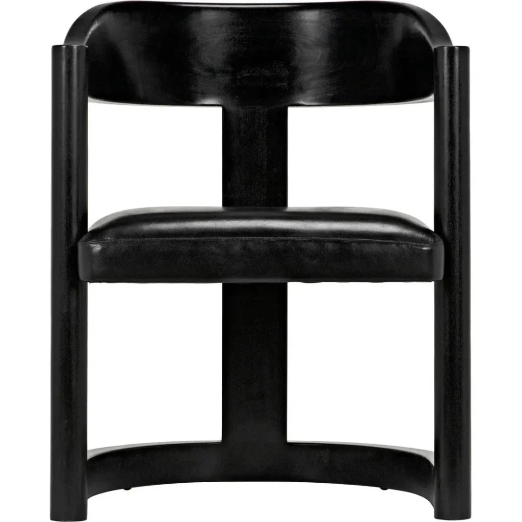 Noir Mccormick Leather Charcoal Black Chair