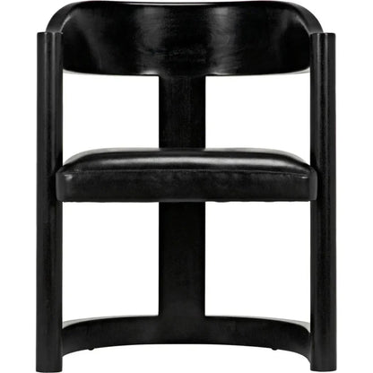 Noir Mccormick Leather Charcoal Black Chair