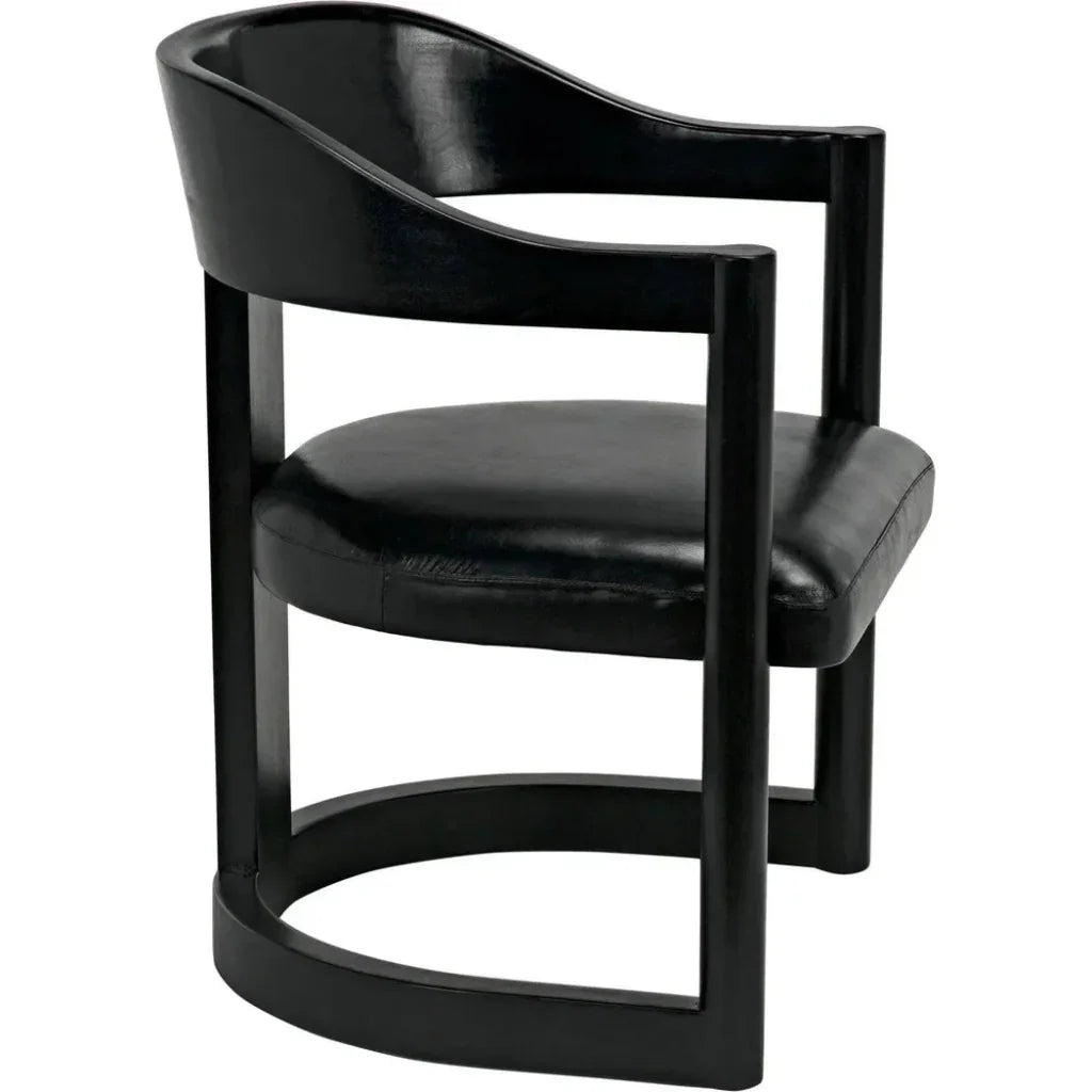 Noir Mccormick Leather Charcoal Black Chair