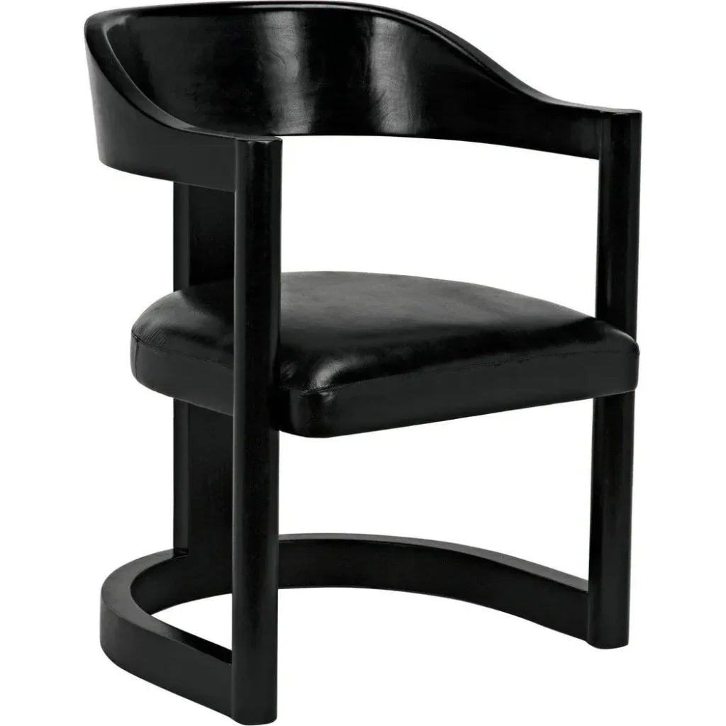 Noir Mccormick Leather Charcoal Black Chair