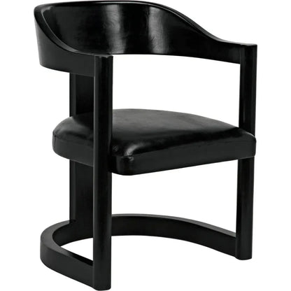 Noir Mccormick Leather Charcoal Black Chair