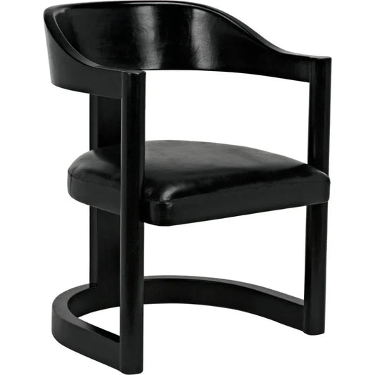 Noir Mccormick Leather Charcoal Black Chair