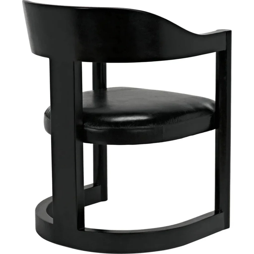 Noir Mccormick Leather Charcoal Black Chair