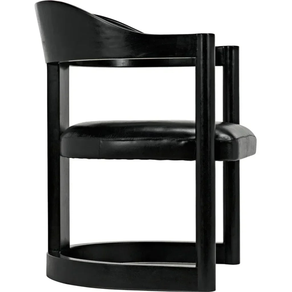 Noir Mccormick Leather Charcoal Black Chair