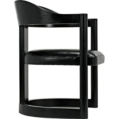 Noir Mccormick Leather Charcoal Black Chair