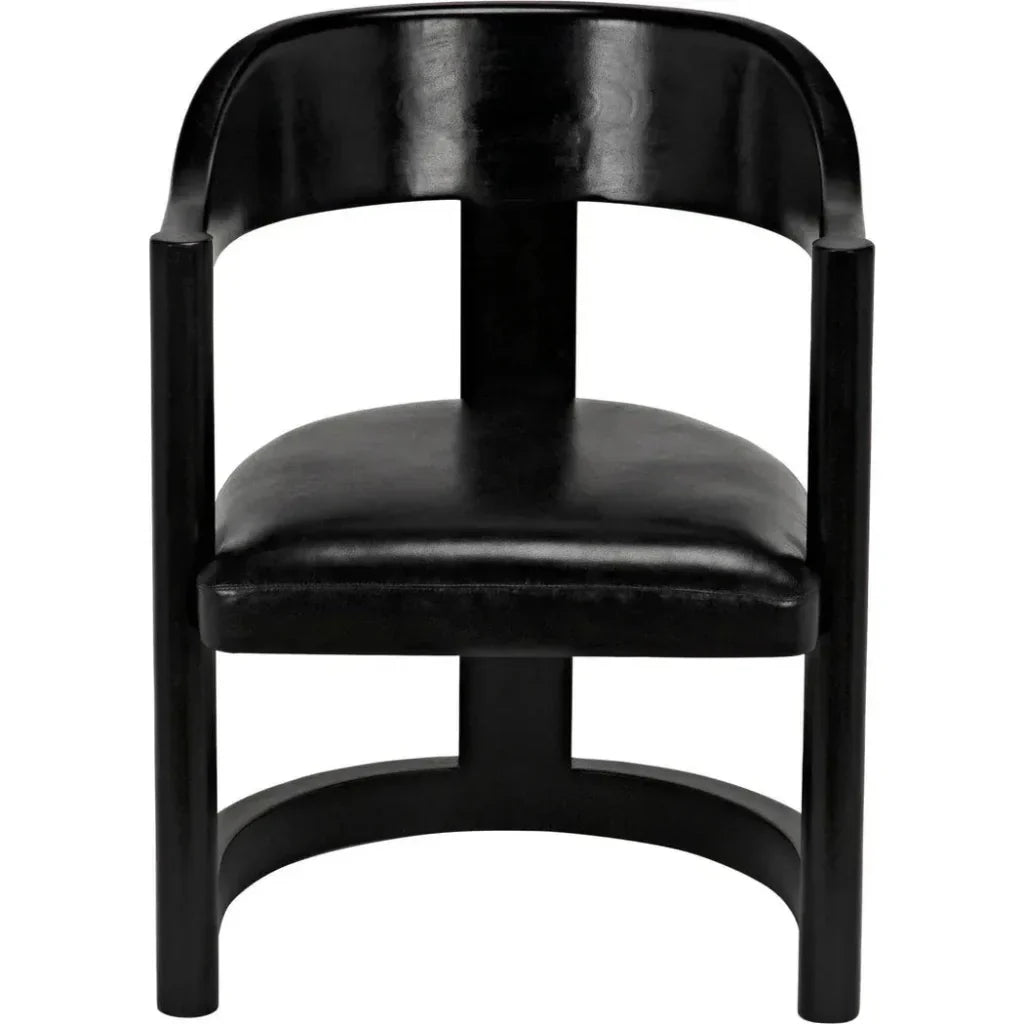Noir Mccormick Leather Charcoal Black Chair
