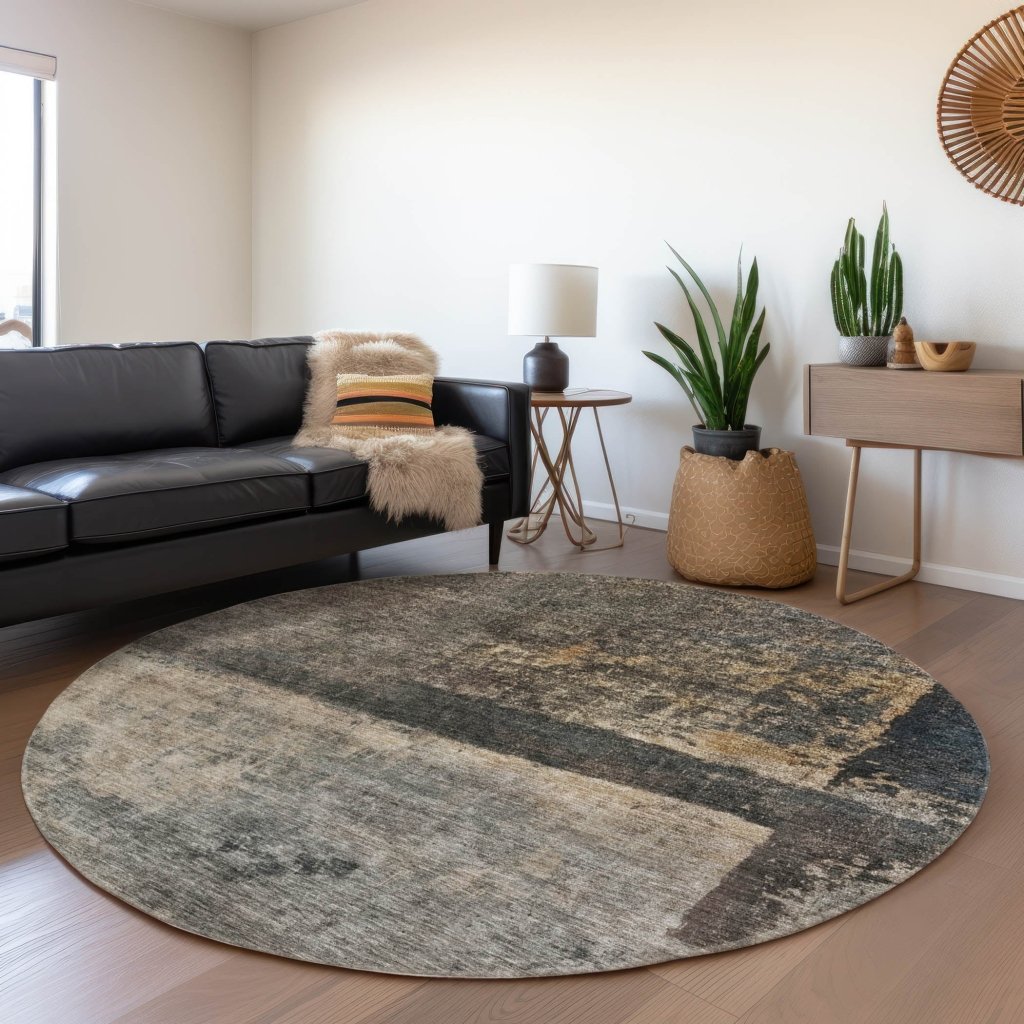 LOOMLAN Rugs Mehriza Brown Washable Indoor-Outdoor Rug