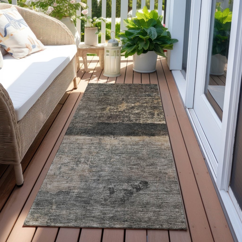 LOOMLAN Rugs Mehriza Brown Washable Indoor-Outdoor Rug