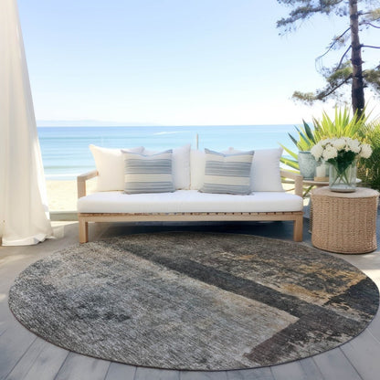 LOOMLAN Rugs Mehriza Brown Washable Indoor-Outdoor Rug
