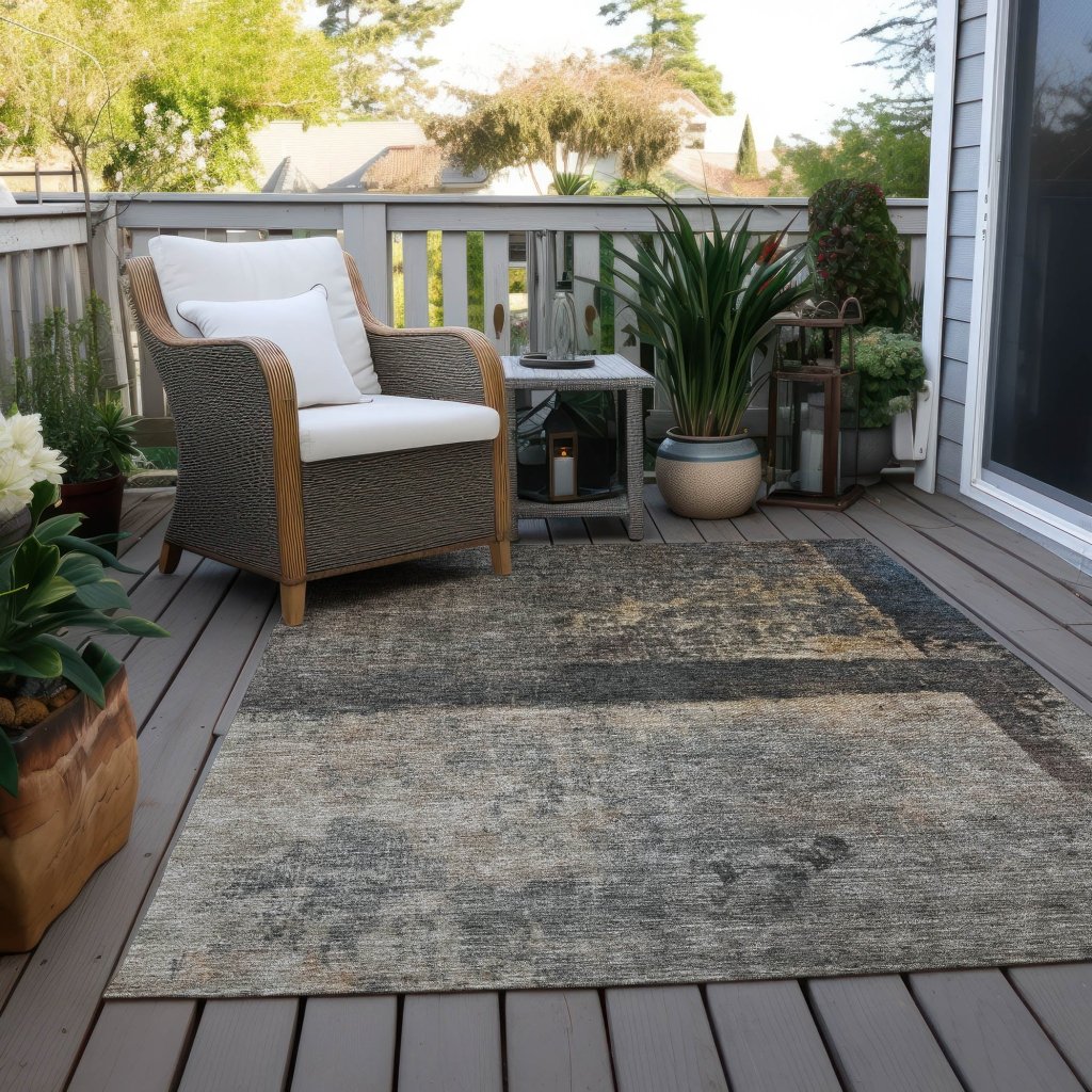LOOMLAN Rugs Mehriza Brown Washable Indoor-Outdoor Rug