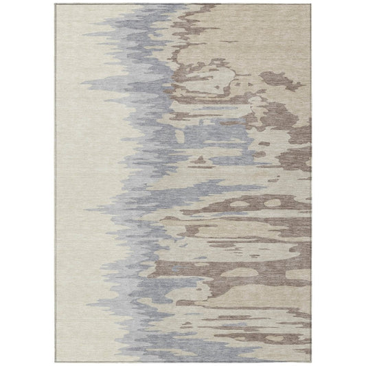 LOOMLAN Rugs Meleya Beige Washable Indoor-Outdoor Rug