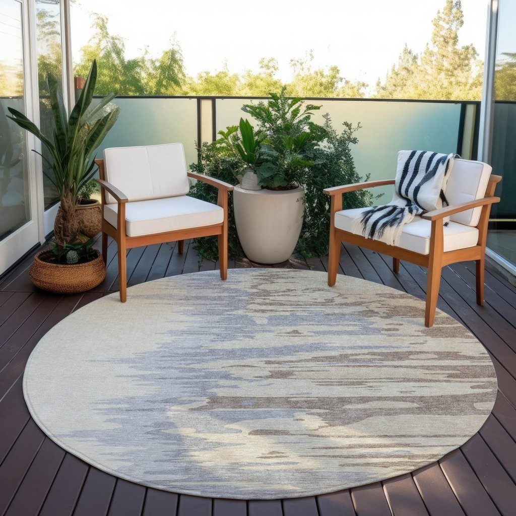 LOOMLAN Rugs Meleya Beige Washable Indoor-Outdoor Rug