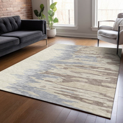 LOOMLAN Rugs Meleya Beige Washable Indoor-Outdoor Rug