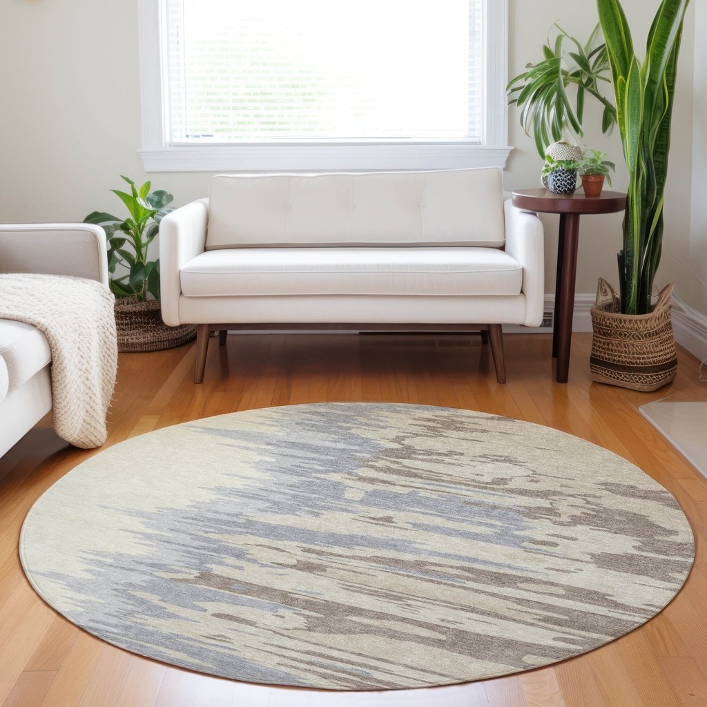 LOOMLAN Rugs Meleya Beige Washable Indoor-Outdoor Rug