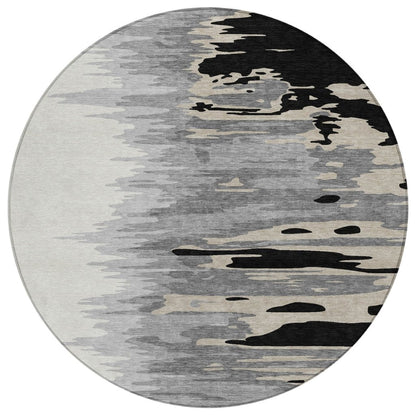 LOOMLAN Rugs Meleya Black Washable Indoor-Outdoor Rug