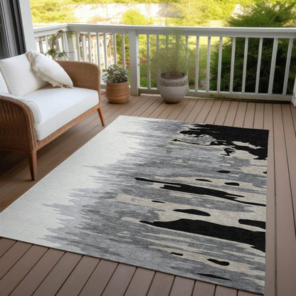 LOOMLAN Rugs Meleya Black Washable Indoor-Outdoor Rug