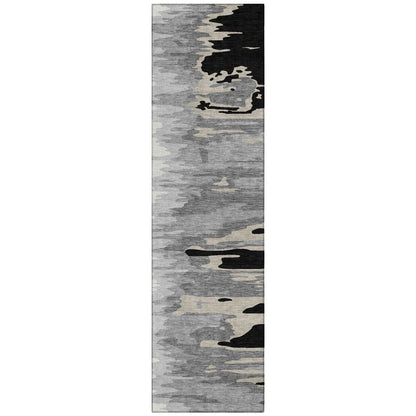 LOOMLAN Rugs Meleya Black Washable Indoor-Outdoor Rug