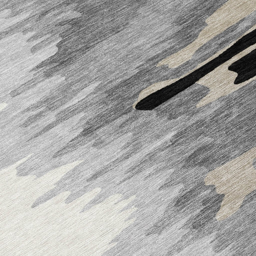 LOOMLAN Rugs Meleya Black Washable Indoor-Outdoor Rug