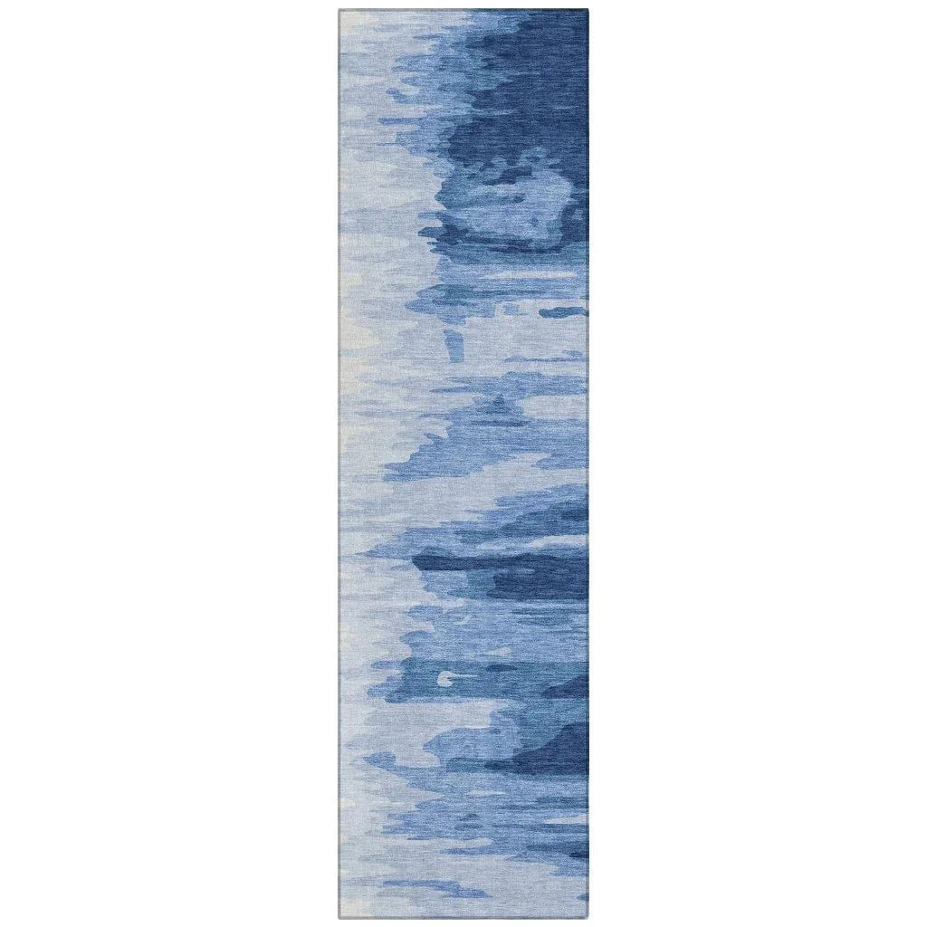 LOOMLAN Rugs Meleya Blue Washable Indoor-Outdoor Rug