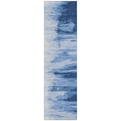LOOMLAN Rugs Meleya Blue Washable Indoor-Outdoor Rug