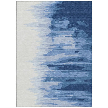 LOOMLAN Rugs Meleya Blue Washable Indoor-Outdoor Rug