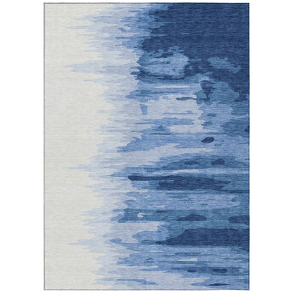 LOOMLAN Rugs Meleya Blue Washable Indoor-Outdoor Rug