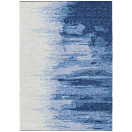 LOOMLAN Rugs Meleya Blue Washable Indoor-Outdoor Rug