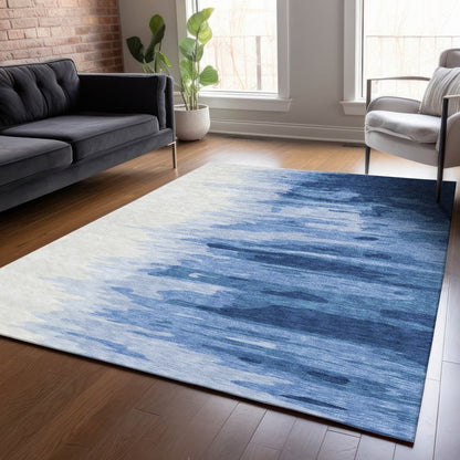 LOOMLAN Rugs Meleya Blue Washable Indoor-Outdoor Rug