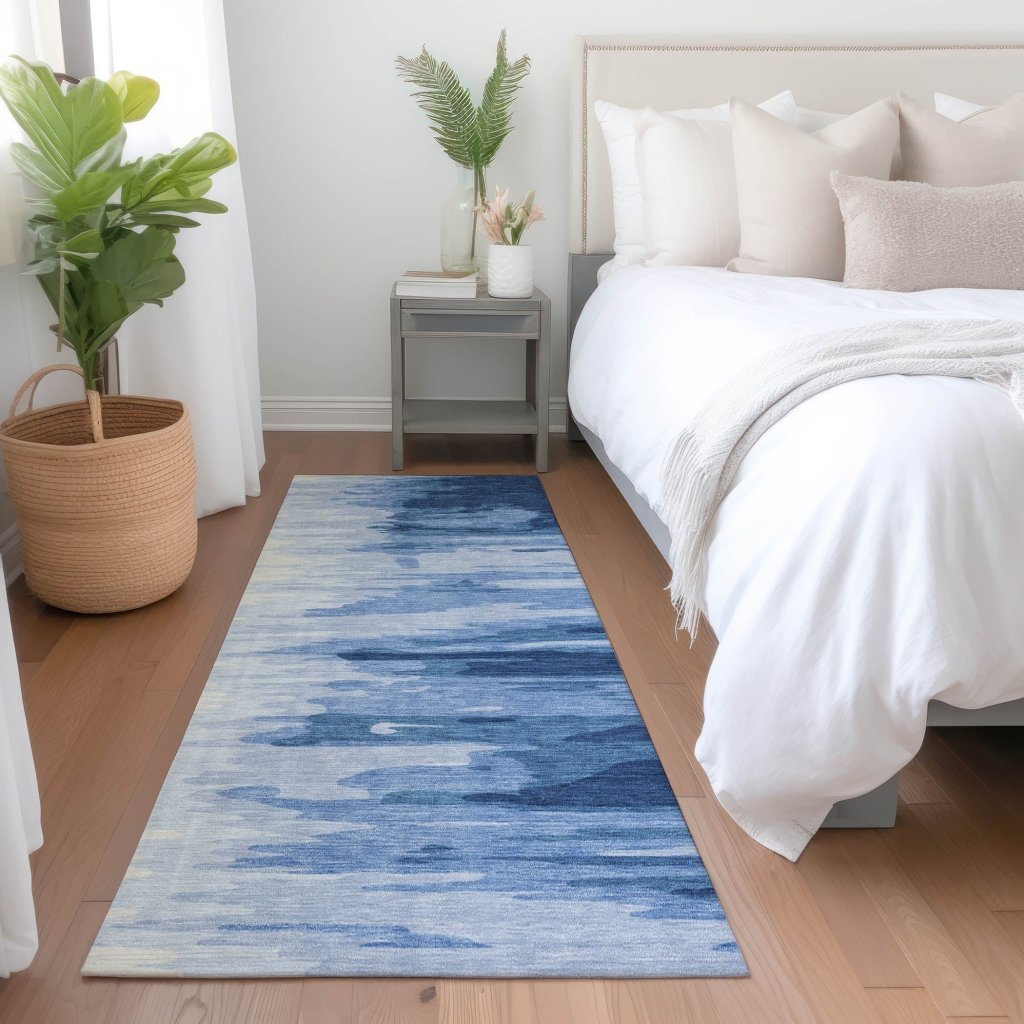 LOOMLAN Rugs Meleya Blue Washable Indoor-Outdoor Rug