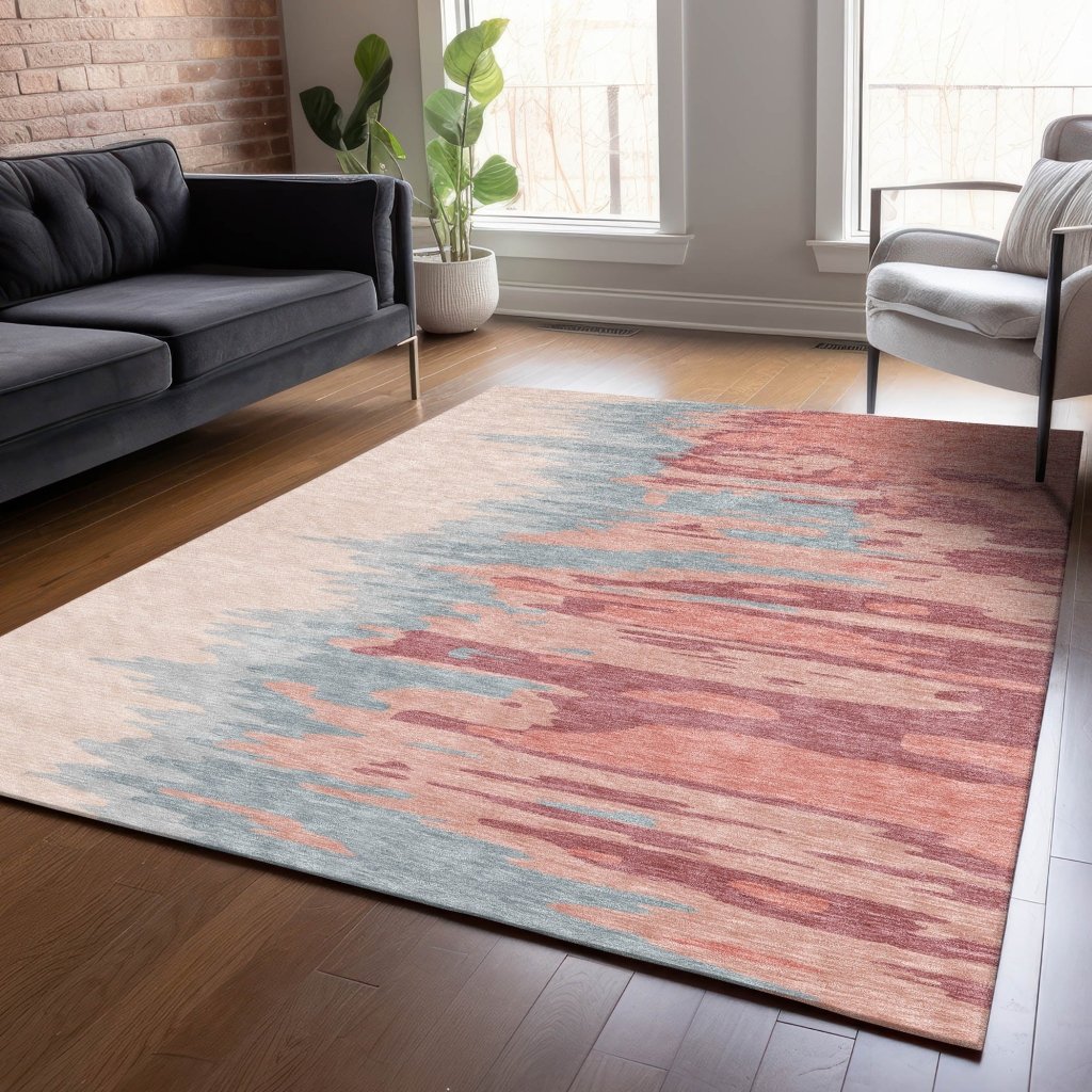 LOOMLAN Rugs Meleya Coral Washable Indoor-Outdoor Rug